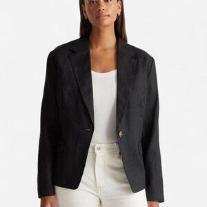 Quince Structured Blazer Women’s Black 100% European Linen Size XS NWT